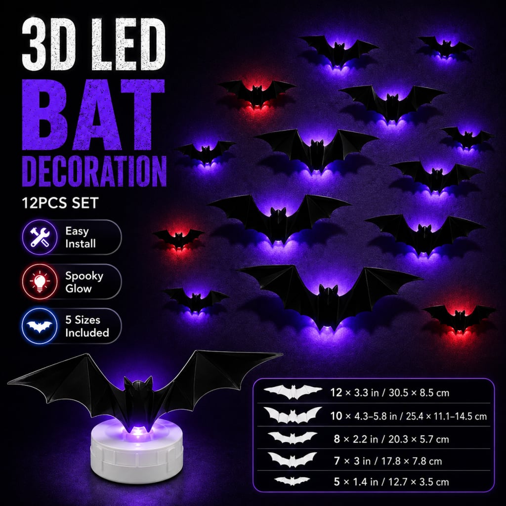 3D LED Bat Halloween Decoration Light