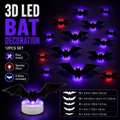 3D LED Bat Halloween Decoration Light
