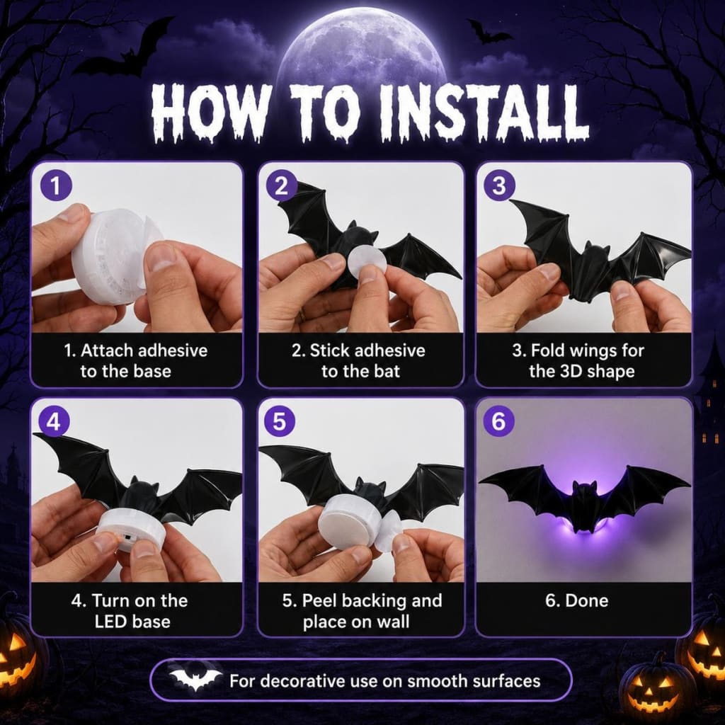 3D LED Bat Halloween Decoration Light